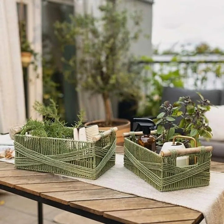 Füllkorb Holzgriff 2er Set Box Aufbewahrungskorb Schale Korb Aufbewahrung