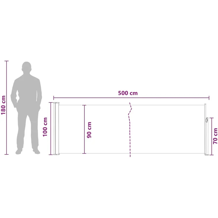 vidaXL Ausziehbare Seitenmarkise Rechteckig 500 x 100 cm Polyester 42035323 – Bild 10