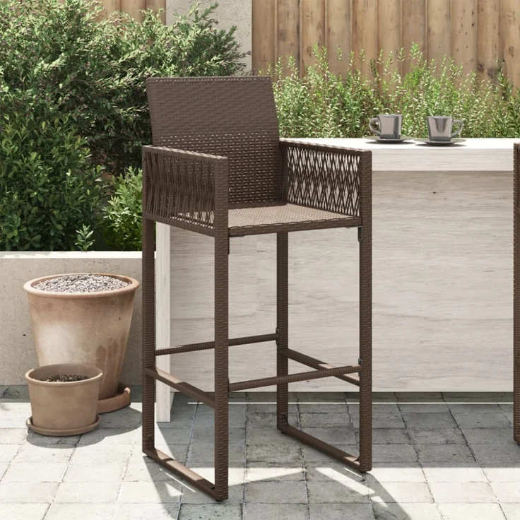 vidaXL Garten-Barhocker 2 Stk. Braun Poly Rattan 368703 – Bild 1