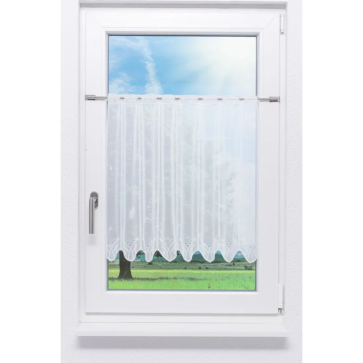Lysel Scheibengardine Blümchenpaar (Bx H) 181,9cm * 60cm weiß/reinweiß