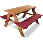 Coemo Kinder-Sitzgruppe Picknicktisch mit Polster Spieltisch Gartentisch Holz