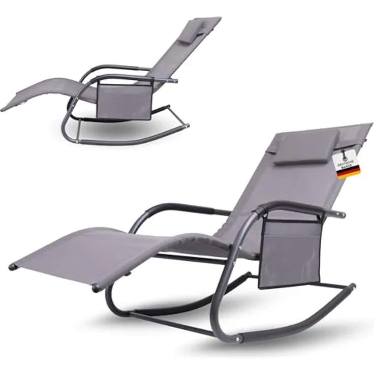 Albatros Premium Gartenliege C-FORM, Schwungliege mit Kopfkissen, wetterfest, ergonomisch, belastbar bis 160 kg, ideal für Garten und Terrasse