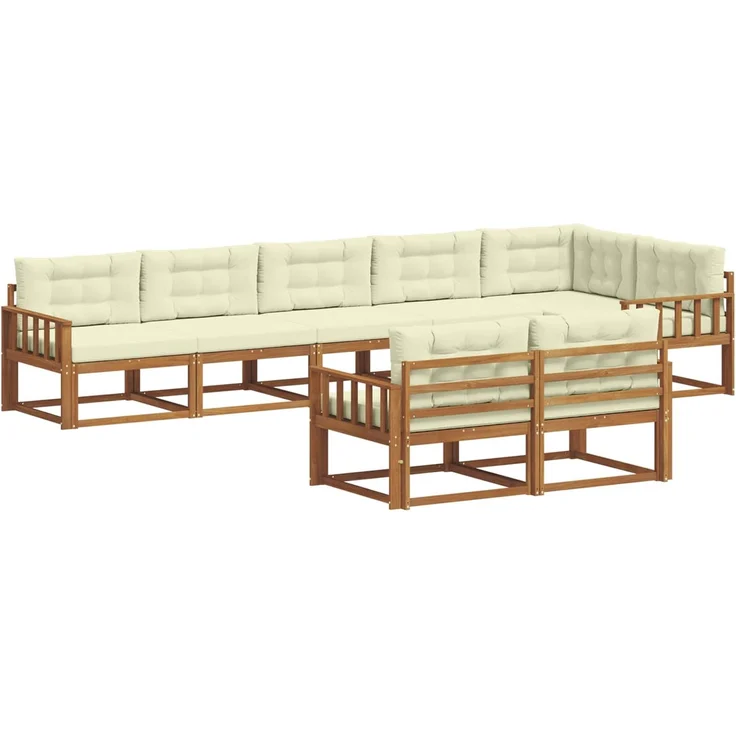 vidaXL Outdoor-Sofagarnitur 8 stk. 8-Sitzer Natur und Creme 3367748 – Bild 2