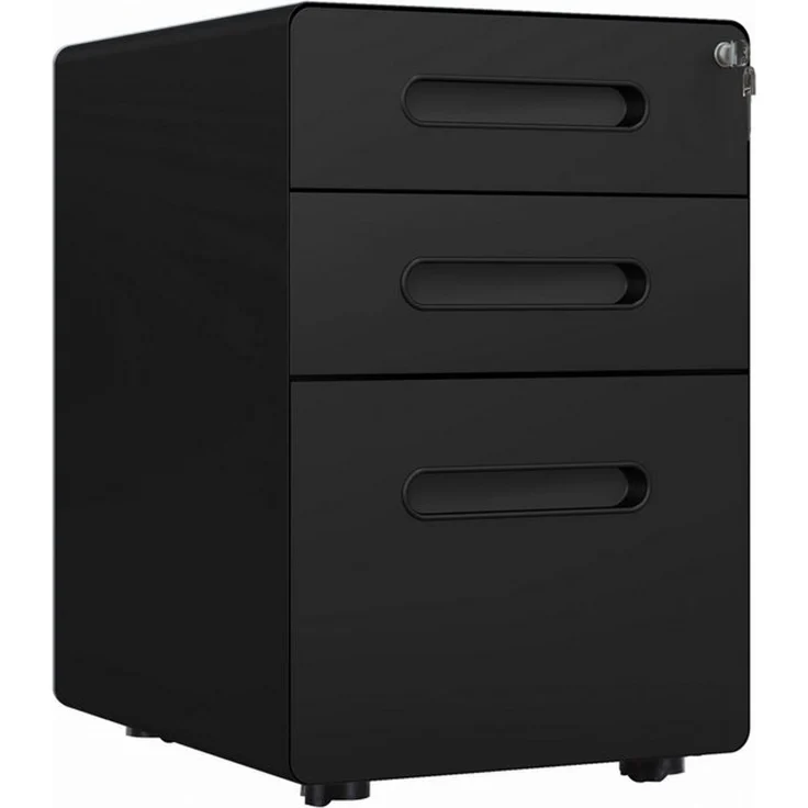 Vinsetto Rollcontainer Bürocontainer mit 3 Schubladen, (Büroschrank, 1 St, Aktenschrank), Stahl, Schwarz, 39 x 48 x 59 cm – Bild 4