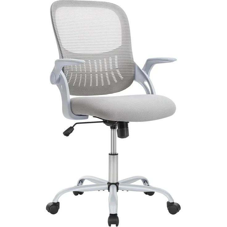 Sweetcrispy Bürostuhl Ergonomisch, Schreibtischstuhl mit Lendenwirbelstütze, Höhenverstellbarkeit Stuhl, Bürostühle mit Armlehne, Office Chair Geeignet für Büro und Schlafzimmer, Grau