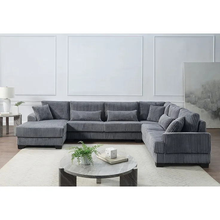 ATLANTIC home collection Wohnlandschaft Miron, U-Form, Breite: 332cm, weicher XXL-Cordbezug, inklusive 6 Zierkissen