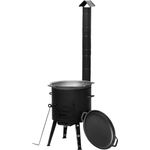 Ø40 Uchag 2mm stahl Utschak mit Abzugsrohr Utschag Campingofen 15L Gusseisen Kazan mit Gusseisen Deckel-Grillpfanne Kasan Feuerstelle Feldküche