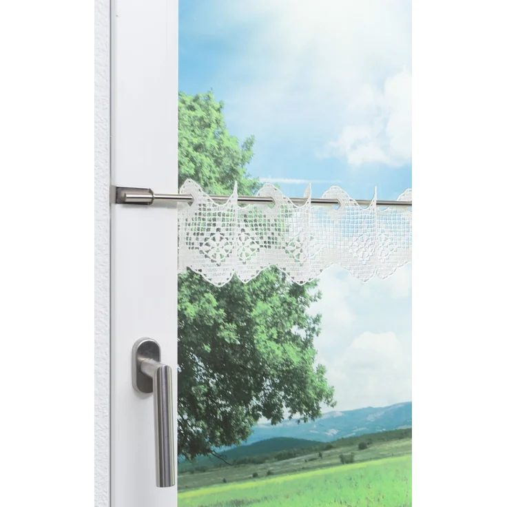 Scheibengardine Lysel - Lochstickerei #1W (BxH) 129,6cm x 12cm natur – Bild 4