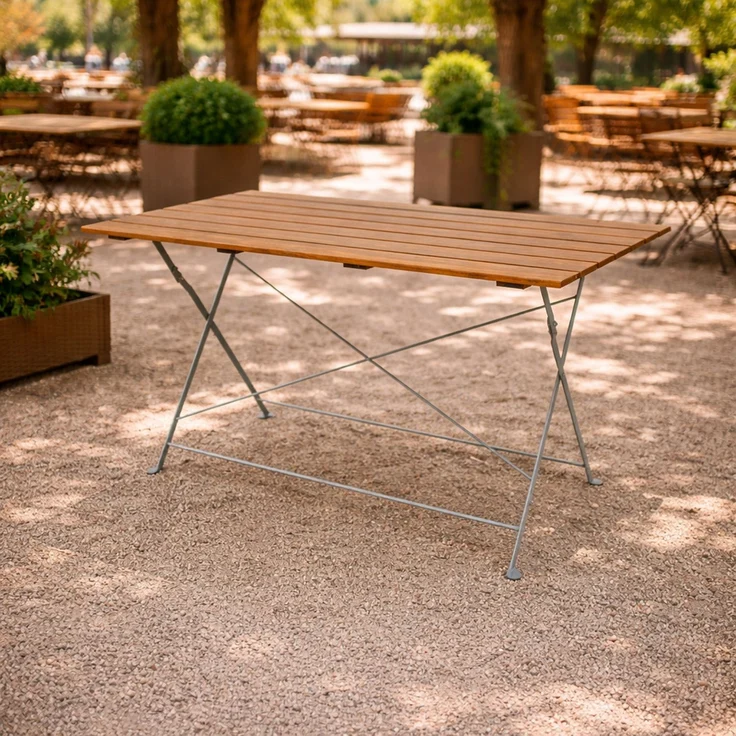 Biergarten Tisch Klapptisch Gartentisch Esstisch Akazie Stahl 120x70cm – Bild 1