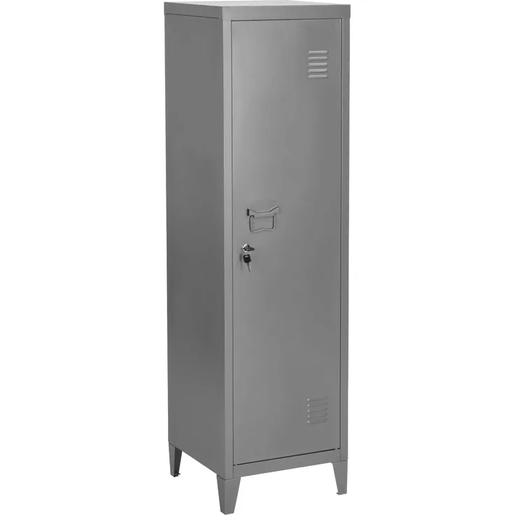 FurnitureR Aktenschrank im Industriestil mit Schlüssel, abschließbarer Schrank, Büromöbel, 38,2 x 38,2 x 137,3 cm, Grau