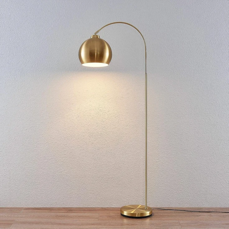 Lindby Stehlampe Moisia, Metall, Gold / Messing IP20, 1 x 15 W LED – Bild 4