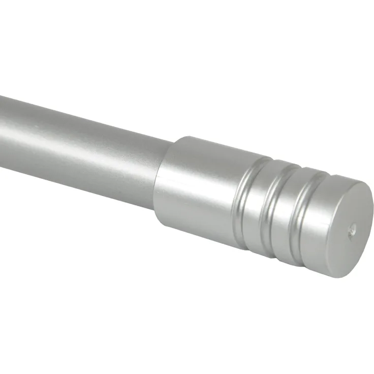 Gardinenstange "Modern" ausziehbar 115 bis 200 cm, Durchmesser 16mm/19mm - Edelstahl - Stil-Garnitur, 1-Lauf Metall Stange
