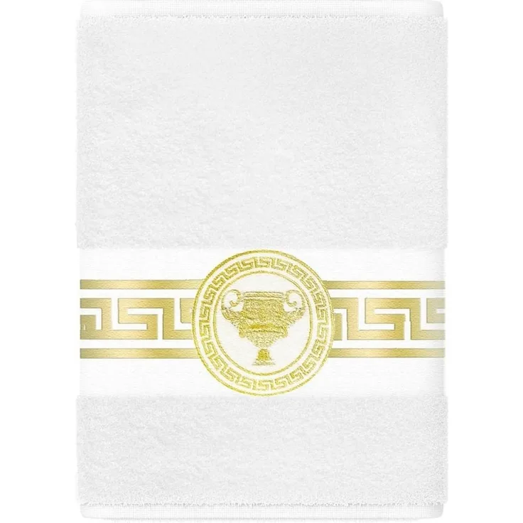 Belle Arti Handtücher Gästehandtücher Badetücher Duschtücher Saunatücher Mäander Amphore Set, (1-St), schwarz weiss, gold hochwertig eingestickt Baumwolle weich saugstark