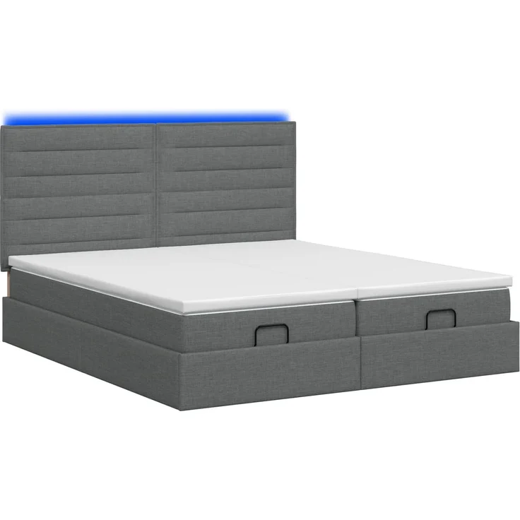 vidaXL Ottoman-Bett mit Matratze und LED Dunkelgrau 180 x 200 cm Stoff 3458417 – Bild 9