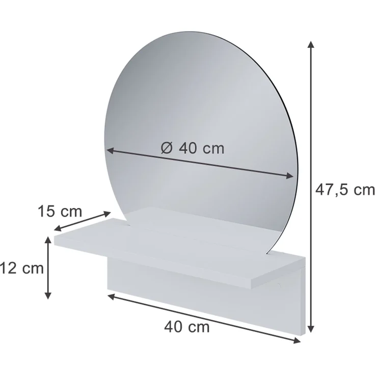 Badezimmerspiegel Elyra Weiß 40 x 47.5 cm mit Ablage Vicco – Bild 2