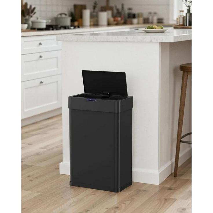 TLGREEN Mülleimer mit Sensor,automatischer Abfalleimer 30/50/60 L, mit Klemmring für Müllbeutel,Softclose-Deckel, Stahl – Bild 2