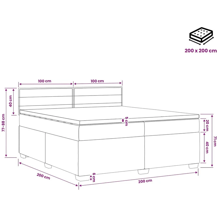 vidaXL Boxspringbett mit Matratze Hellgrau 200 x 200 cm Stoff 3450551 – Bild 11