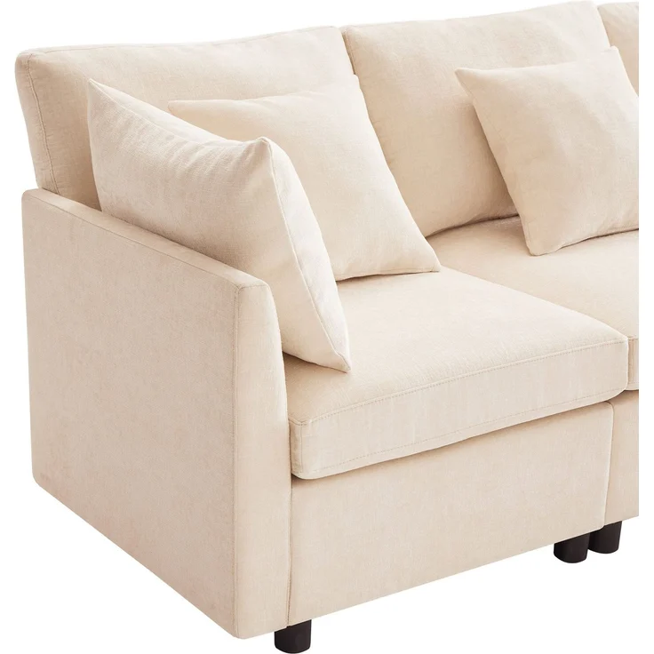 Big-Sofa mit Rückenkissen, Zierkissen und loser Kissen, 6-Sitzer Sofa, L-Form, U‑Form, Chenille Bezug – Bild 9