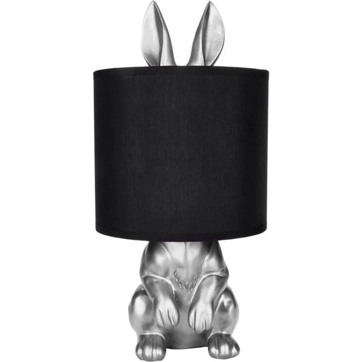 BRUBAKER Nachttischlampe Tischleuchte Hase Gold oder Silber - Tischlampe mit Lampenschirm, ohne Leuchtmittel, Motiv Lampe mit Keramikfuß, Höhe 42 cm – Bild 4