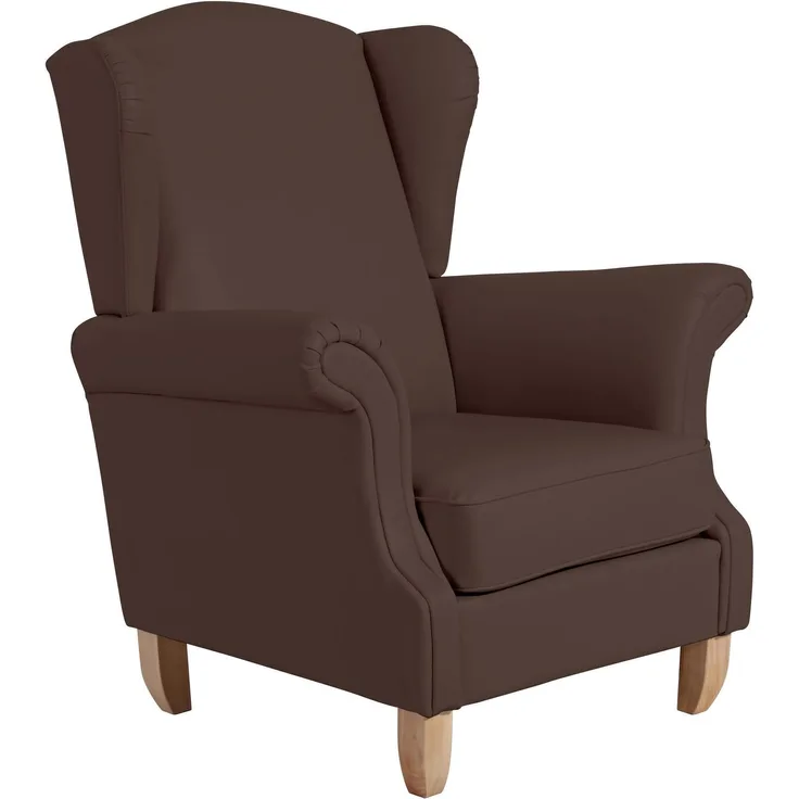 Ohrensessel Katria Bezug Kunstleder Buche natur / braun 22849