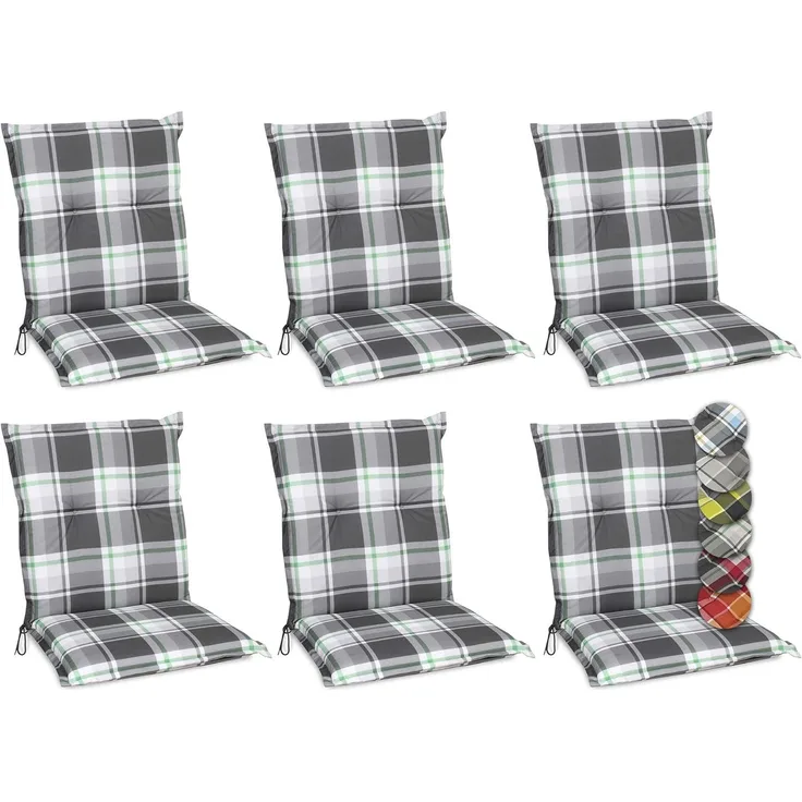 6er Set Beautissu Niedriglehner Auflage Sunny 100 x 50 x 6 cm Mintgrün