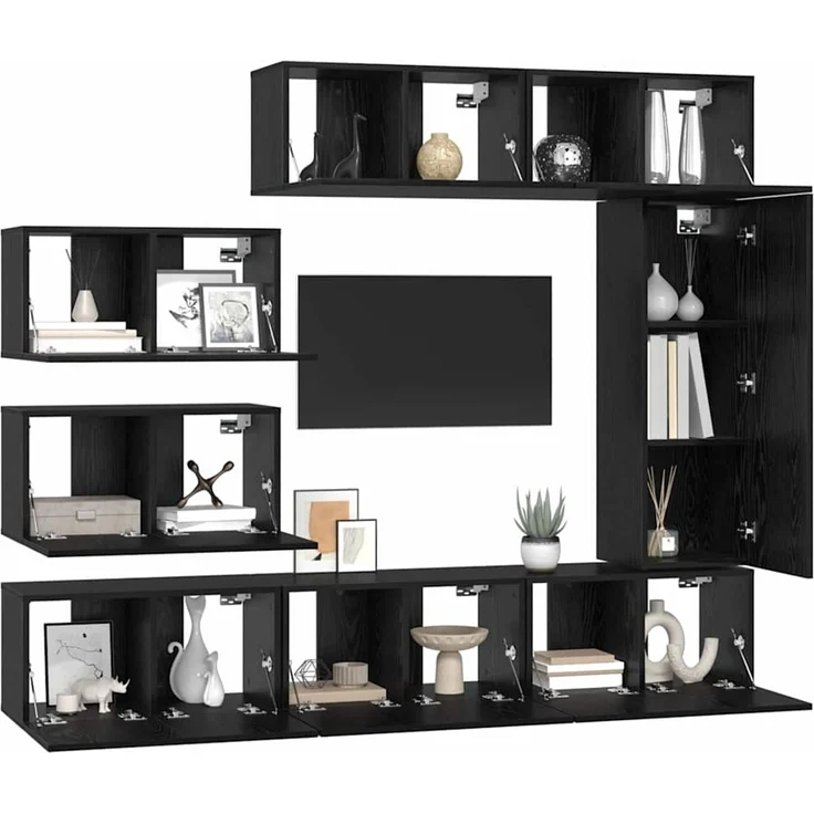 vidaXL TV-Schrankset 8 stk. 30,5 x 30 x 90 cm Schwarz Eichen-Optik 3393133 – Bild 3