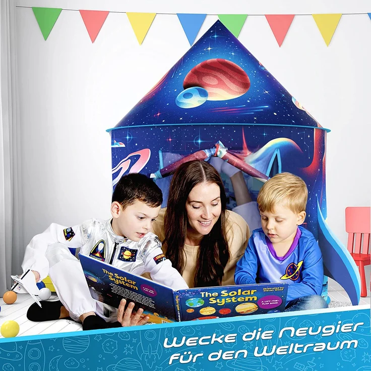 W&O Rocket Ship Play Tent with Blast Off Button - Rocket Tent , Pop Up Tents for Kids, Rocket Ship Tent , Space Tent, Space Toys , Kids Tent Indoor & Outdoor, Kids Play Tent, Play Tents, Rocket Toy – Bild 7