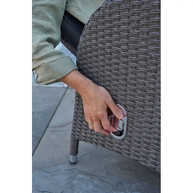 Gartensessel Barcelona, Rattan, Schwarz, 57 x 112 x 62 cm