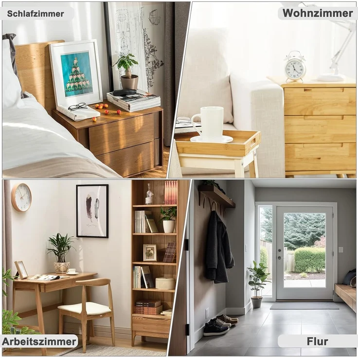 WOLTU 2er Set Nachttisch mit Ladefunktion, schmaler Kleiner Beistelltisch mit 2 Steckdosen 2 USB-Anschlüssen, Couchtisch mit Stauraum, 2 offene Fächer, 25 x 60 x 30 cm, für Schlafzimmer, Weiß, NTS06ws-2 – Bild 4