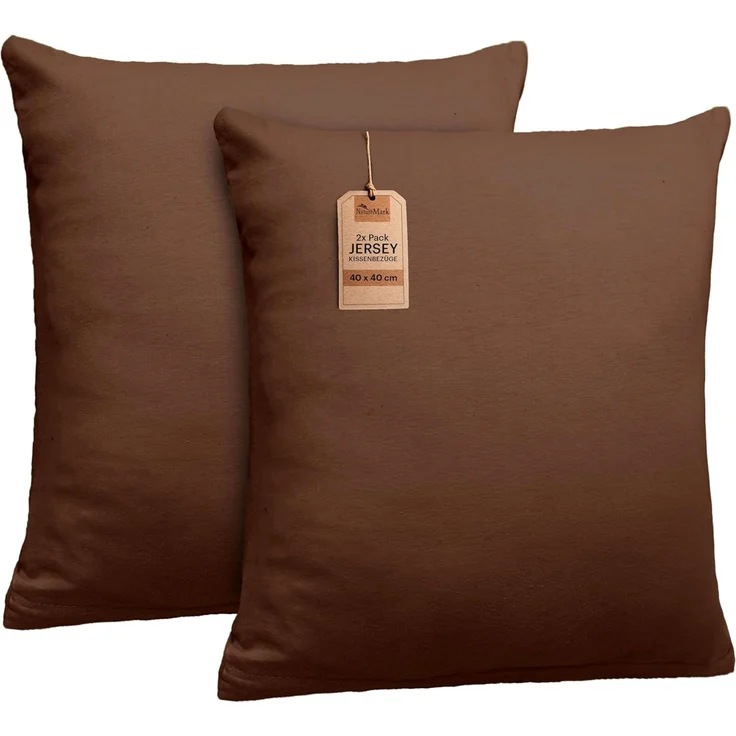 NatureMark Kissenbezüge 2er Pack Jersey Kissenbezug Kissenhülle, (2 Stück), Kissenhülle in vielen Größen und Farben (40 x 40 cm, Schoko braun) – Bild 1