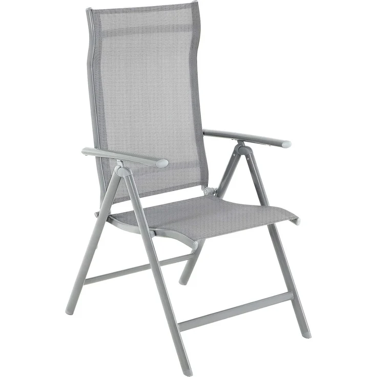 SONGMICS Gartenstuhl, klappbar mit 8-fach verstellbarer Rückenlehne, Aluminiumgestell grau, bis 150 kg belastbar – Bild 1