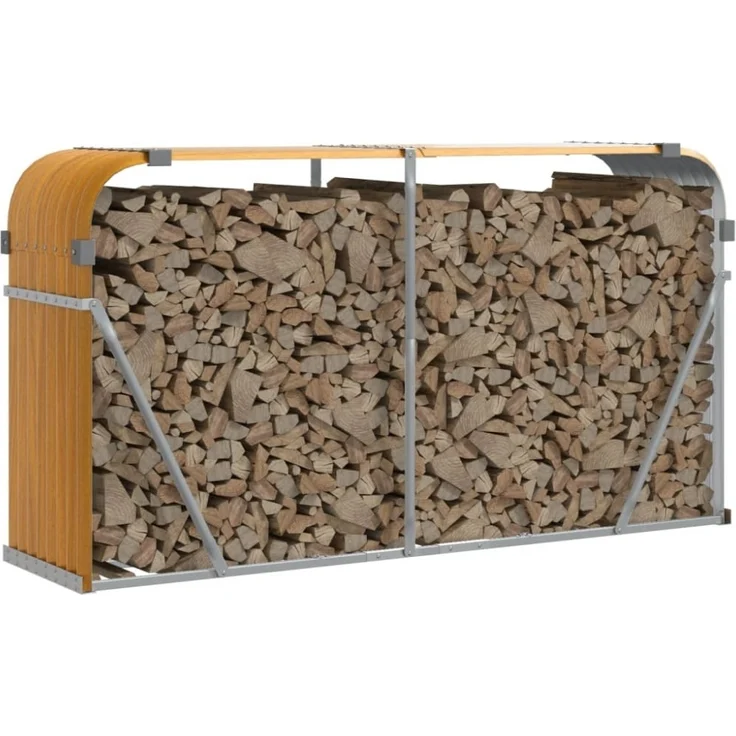 vidaXL Kaminholzunterstand Holzoptik 180x45x100 cm Verzinkter Stahl 364584 – Bild 5