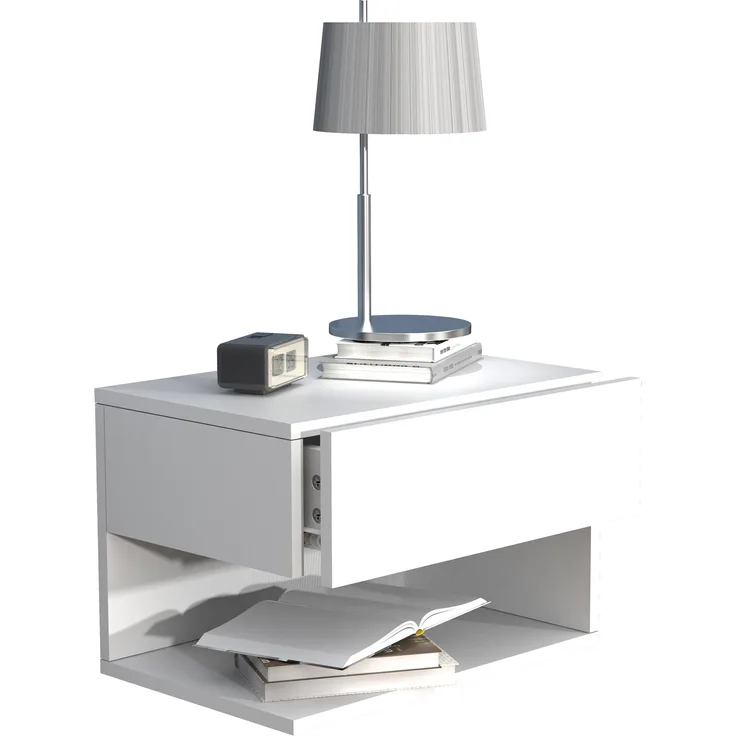VCM Nachttisch Usal 918308 Weiß H. 30 x B. 45 x T. 32 cm