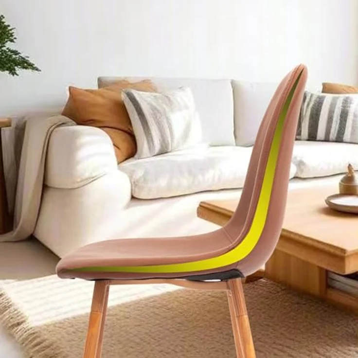 CangLong Satz von 4 Esszimmerstühlen Retro gepolsterte Küchenstühle für Küche Esszimmer, Kunstleder Esszimmerstuhl mit Metallbeinen, Braun – Bild 4