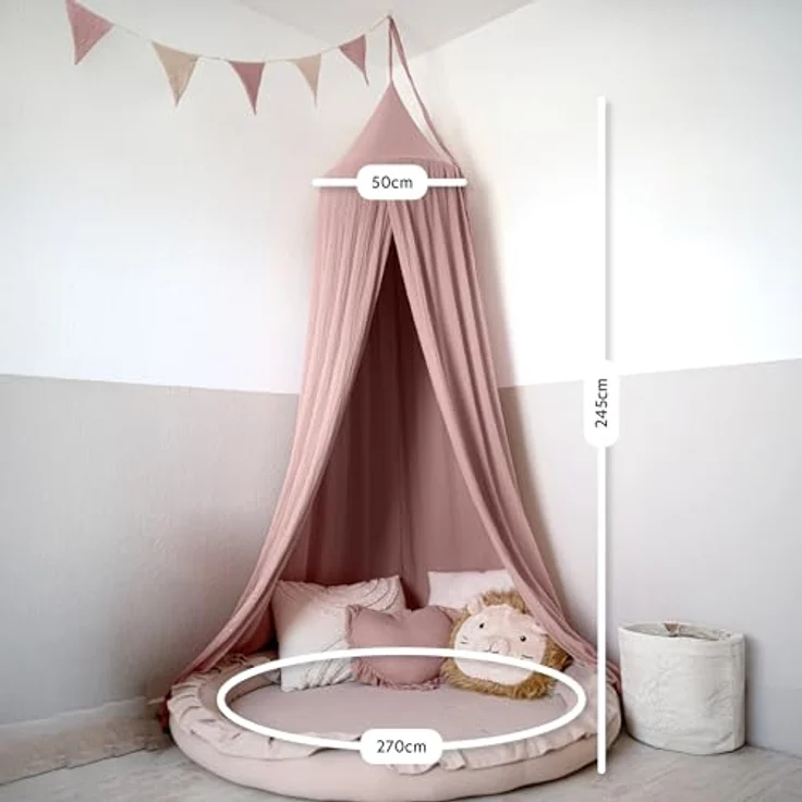 lilimaus Betthimmel Hochwertiger Baldachin Betthimmel Kinderzimmer, Gold Applikation, Stilvoller Baldachin für Baby- und Kinderzimmer – Bild 6