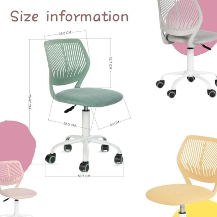 FurnitureR Bunte Schreibtischstuhl, Modernes verstellbares Design Computer Sitz, Swivel Armless Stuhl, Kinderzimmer, Home Office Task Chair – Bild 4
