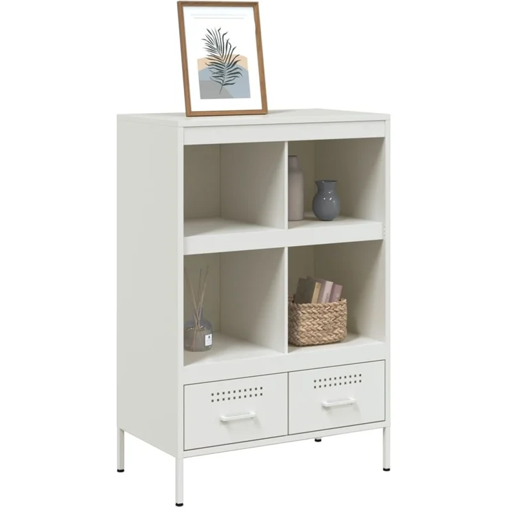 Highboard, BuffetSchrank, Büroschrank Weiß 68 x 39 x 101,5 cm Stahl – Bild 4