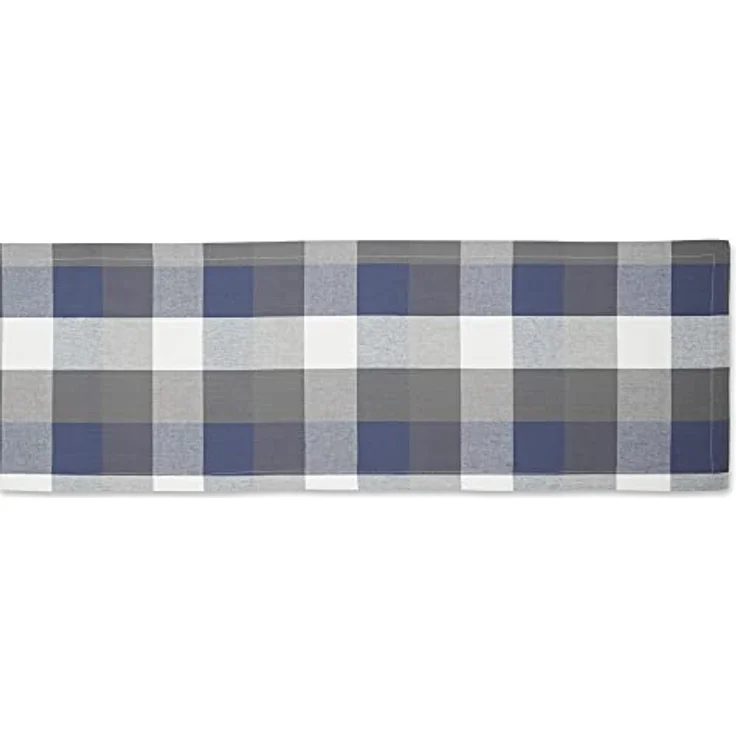 DII Tischläufer, dreifarbig, kariert, 100 % Baumwolle, 35,6x183,9 cm, französisches Blau – Bild 3
