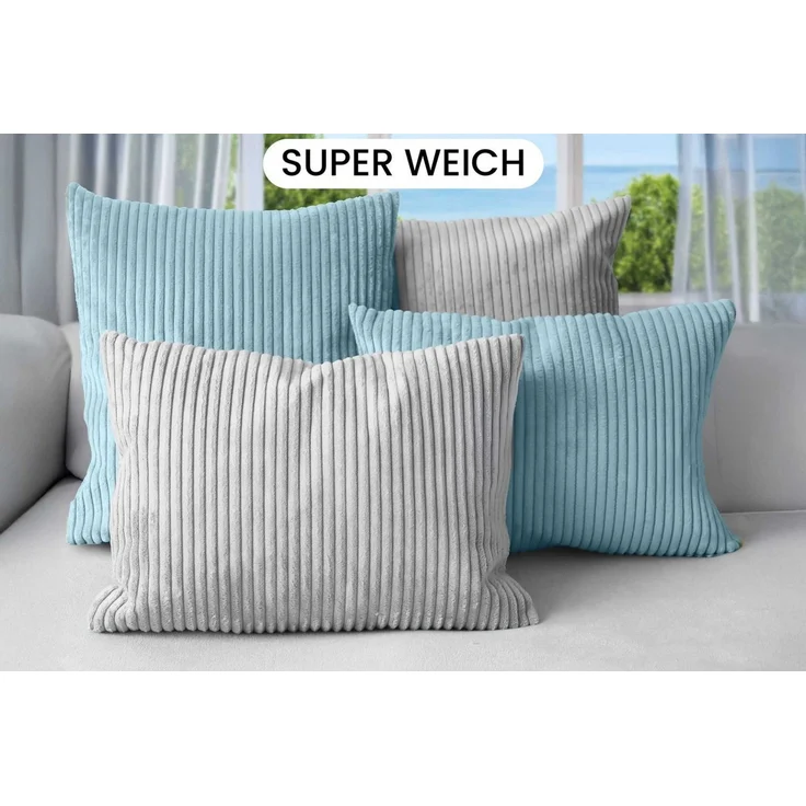 Amilian Dekokissen Sofakissen 4er Set mit Füllung - 2x 45x45 + 2x 35x45 cm, Hotelverschluss, waschbar, formstabil – Bild 2