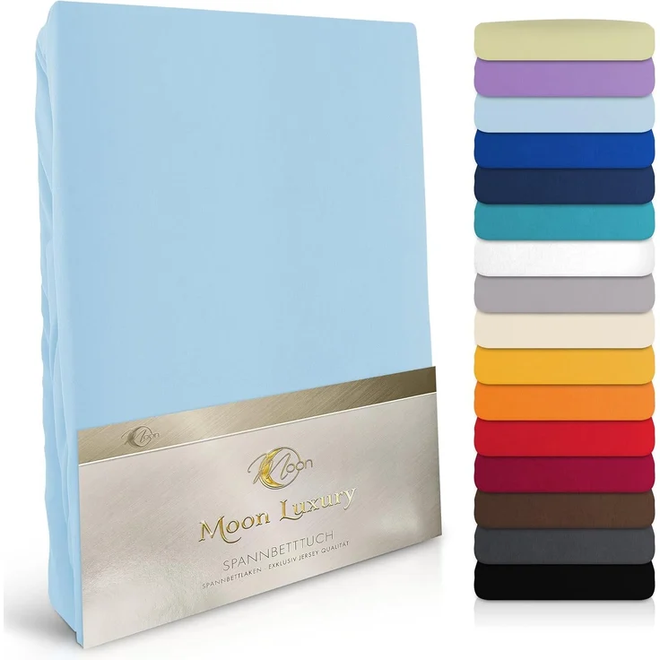MOON Heimtextilien Spannbettlaken MOON-Luxury Spannbettlaken Jersey Stretch 230g/m², 97% Mako-Baumwolle 3% Elastan