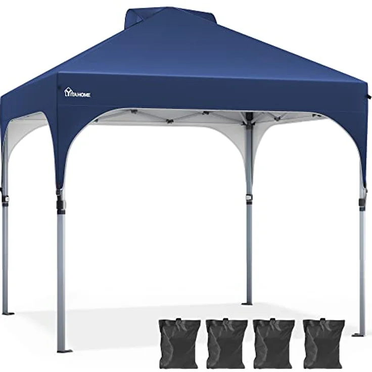 YITAHOME 3X3 wasserdichte Pavillon Faltpavillon, Faltbarer Pop up Pavillon Outdoor Anti-UV Gartenpavillon Höhenverstellbarfür Alle Jahreszeiten Für Party Camping Märkte Pool Festival, Blau – Bild 3