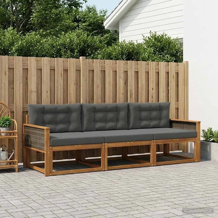vidaXL Outdoor-Sofagarnitur 3 stk. 3-Sitzer Natur und Anthrazit 3382300 – Bild 1