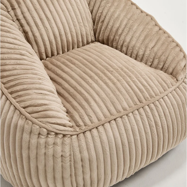 Sitzsack aus Cord, mit Memory-Schaumstofffüllung und Blasen-Plüsch, 98x92x73 cm, Camel/Braun – Bild 7