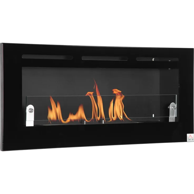 JARDJ Einbau-Wandkamin mit Bioethanol-Technologie und 2,8-Liter-Brenner, Brenndauer ca 3,5 Stunden, Abmessungen: 102 x 16 x 43 cm (L x B x H), Geeignet für Räume von 25–30 m², Material: Metall