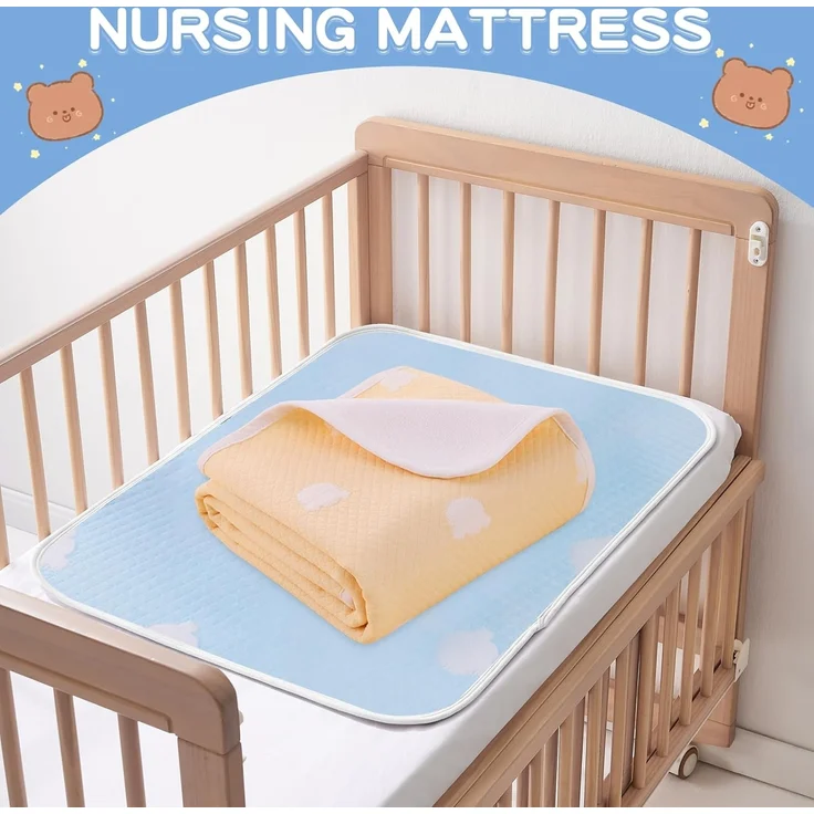 2 Stück Baby Wickelunterlage, Waschbar Säugling Wickelunterlage, 70x90 cm Wasserdicht Atmungsaktiv Wiederverwendbare Wickelauflagen Changing Mat für Babys und Kleinkinder (Blau und Gelb) – Bild 6