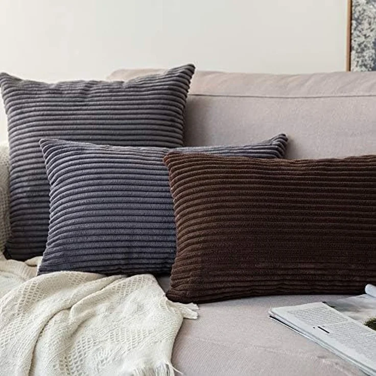 MIULEE 2er Set Kissenbezüge Cord Kissenbezug Kissenhülle Dekorative Zierkissen Sofakissen Couchkissen Dekokissen Zierkissenbezug Deko Kissenhülle für Sofa Wohnzimmer 50x50 cm Braun – Bild 8