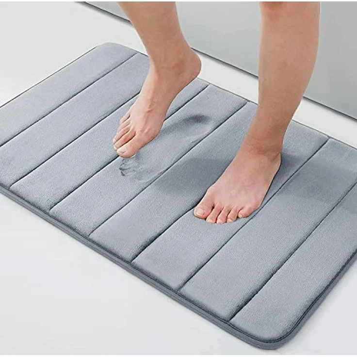 Homaxy Memory Foam Badezimmer Badteppich Saugfähige Rutschfester Badvorleger Waschbar Badematte - 41x61 cm, Grau – Bild 2