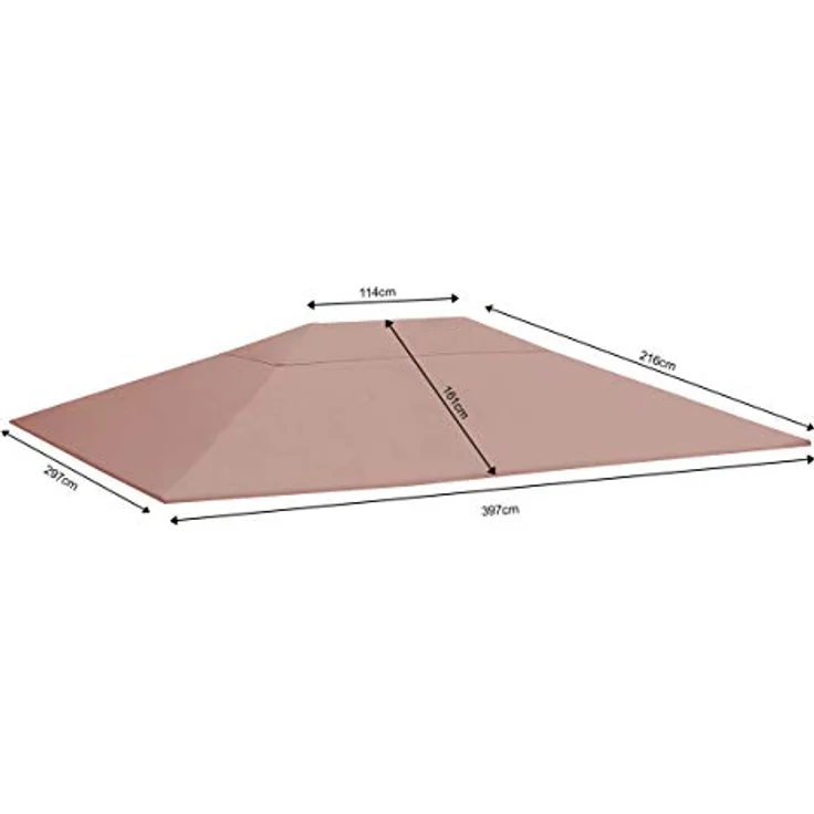 QUICK STAR Ersatzdach 250g für Garten Pavillon 3x4m, taupe/beigegrau RAL 7006, wasserabweisend mit Lüftungsschlitzen – Bild 2