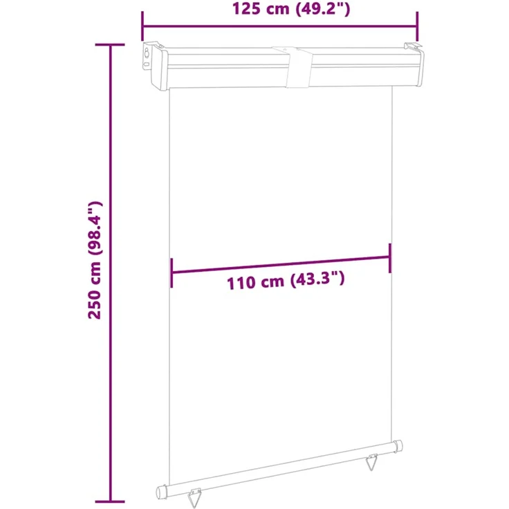 vidaXL Balkon-Seitenmarkise 125x250 cm Creme 48419 – Bild 9