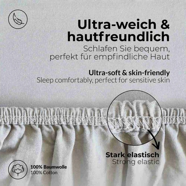 etérea Himmlische Qualität Spannbettlaken etérea Comfort Jersey Topper Spannbettlaken, Jersey, Gummizug: rundum, (1 Stück) – Bild 3